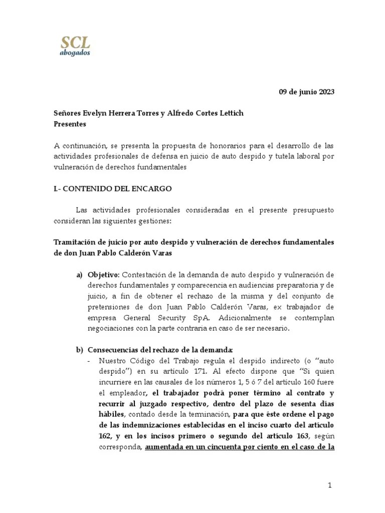 Modelo Propuesta De Honorarios | PDF | Daños Y Perjuicios | Demanda Judicial