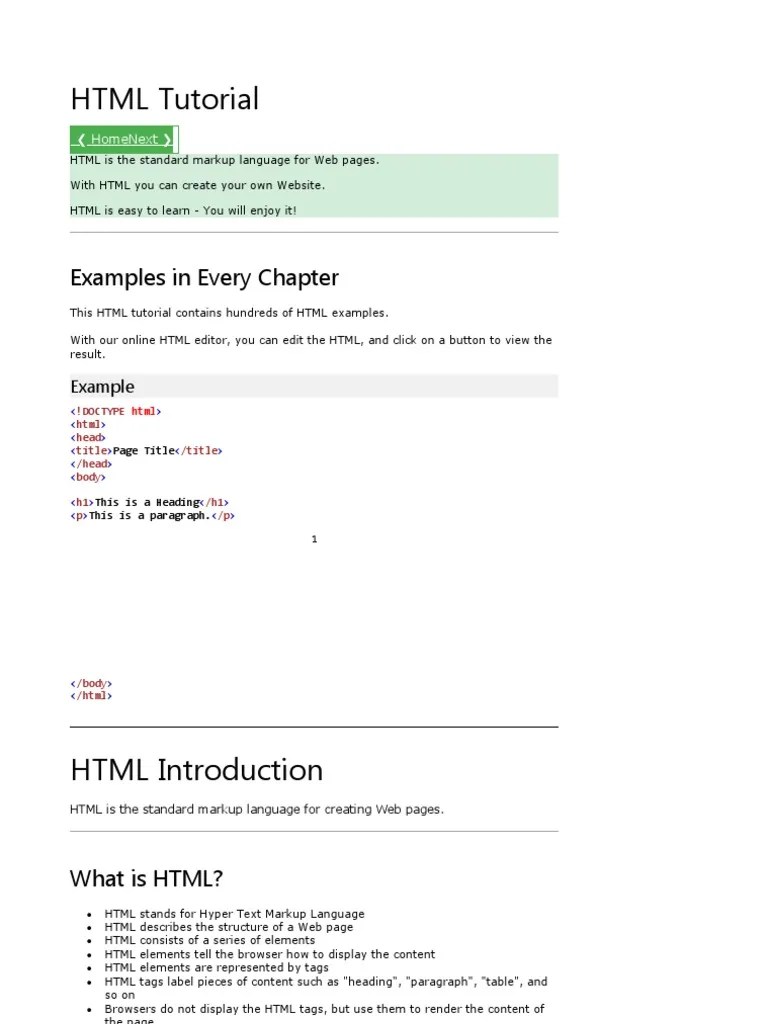 HTML Tutorial | PDF | Html Element | Html