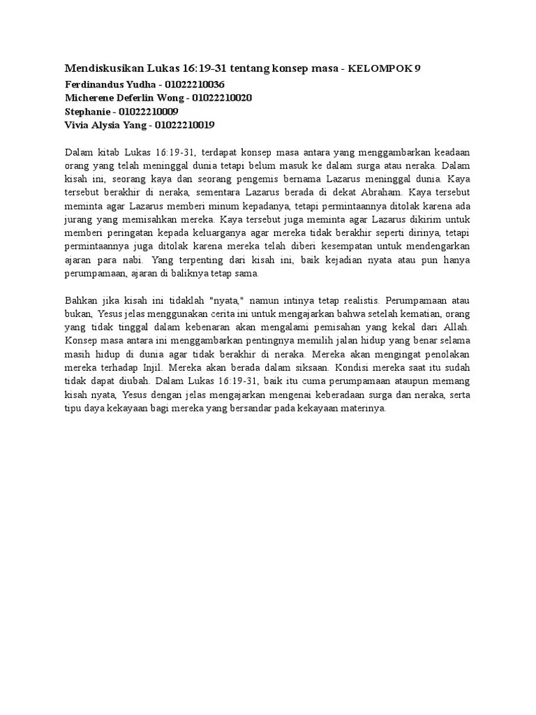 Mendiskusikan Lukas 16 - 19-31 Tentang Konsep Masa | PDF