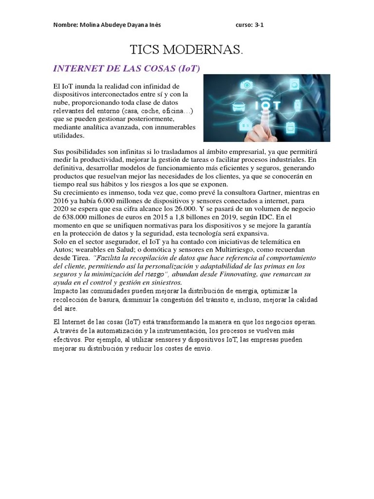 Tics Modernas | PDF | Internet De Las Cosas | Big Data