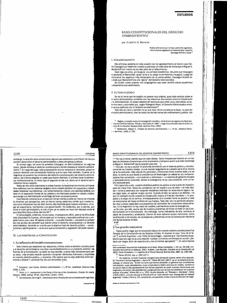 Bases Constitucionales Del Derecho Administrativo | PDF
