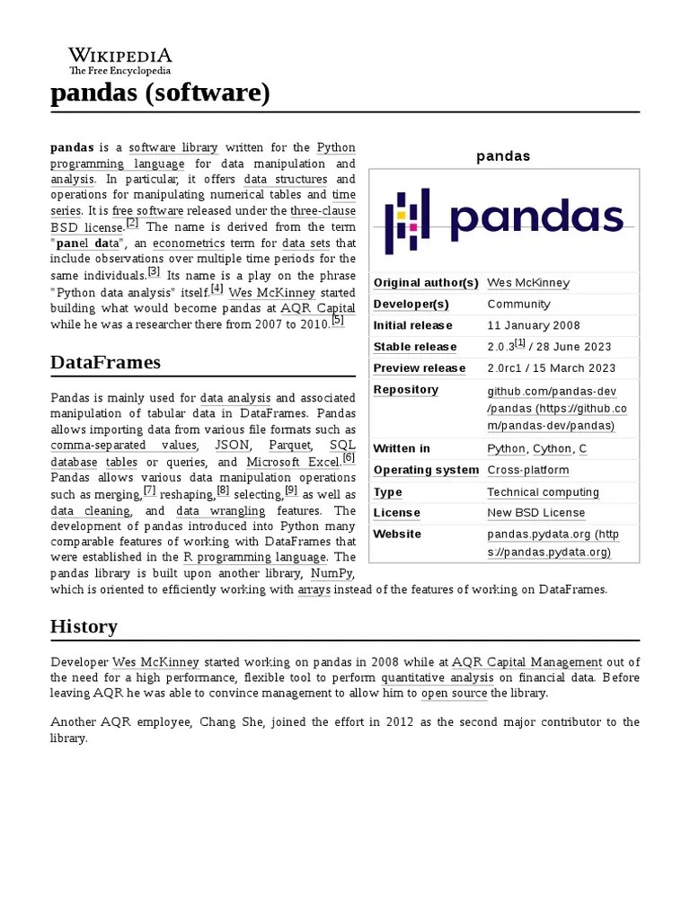 Pandas (Software) | Download Free PDF | Computing | Software Engineering