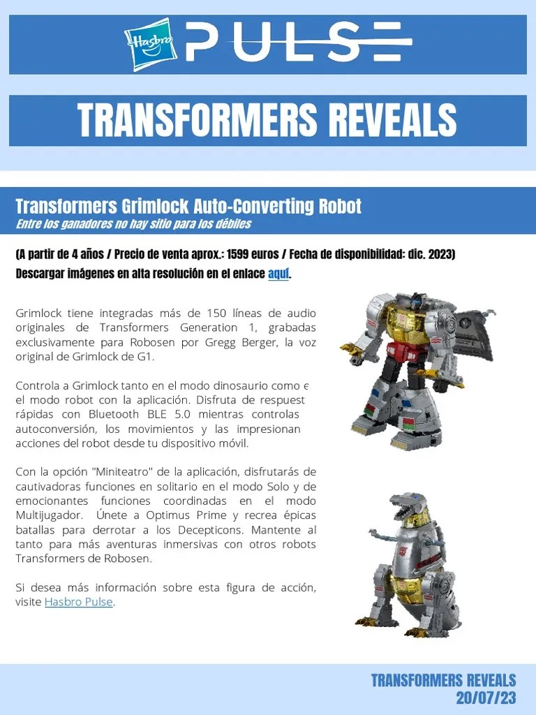 Transformers - Backgrounder Grimlock (ES) | PDF