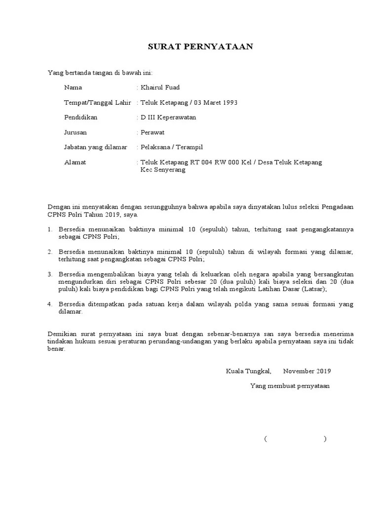 Surat Pernyataan Polri | PDF