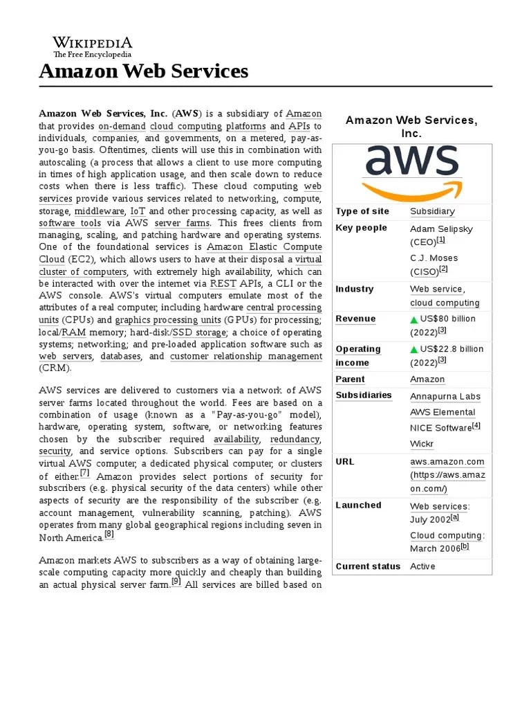 Amazon Web Services | PDF | Amazon Web Services | Computer Science