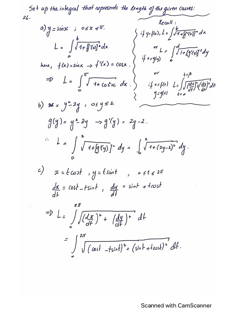 Solution Of Arc Length And Surface Area Problems | PDF