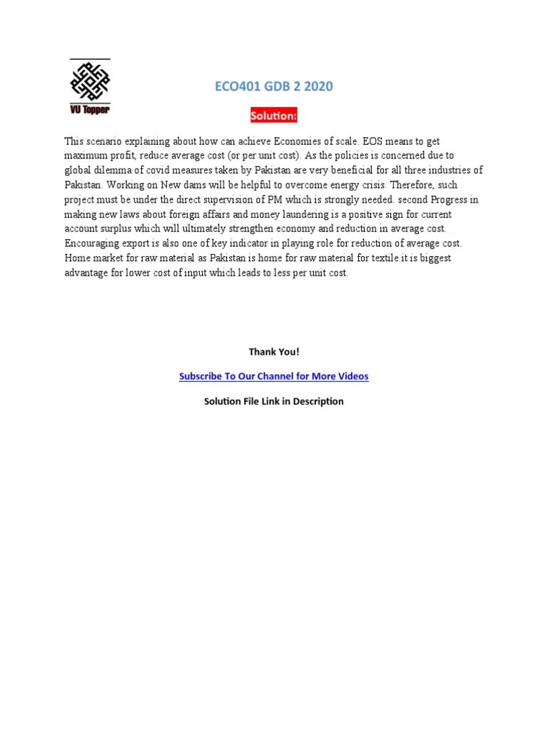 ECO401 GDB Solution | PDF