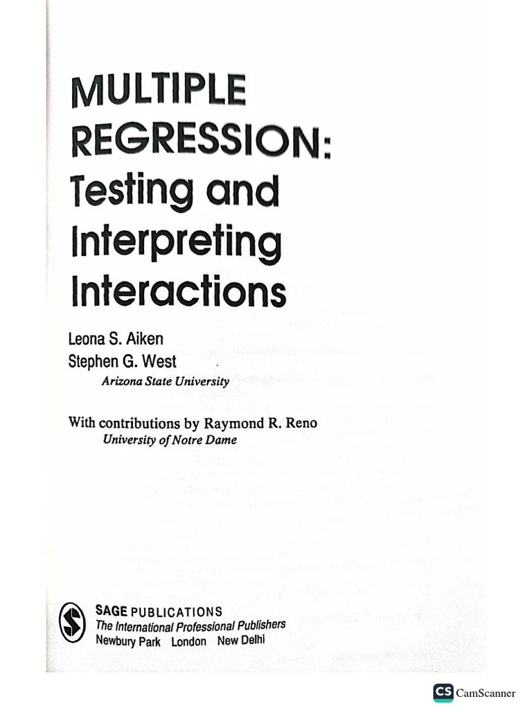 1991-Multiple Regression Testing And Interpreting | Download Free PDF ...