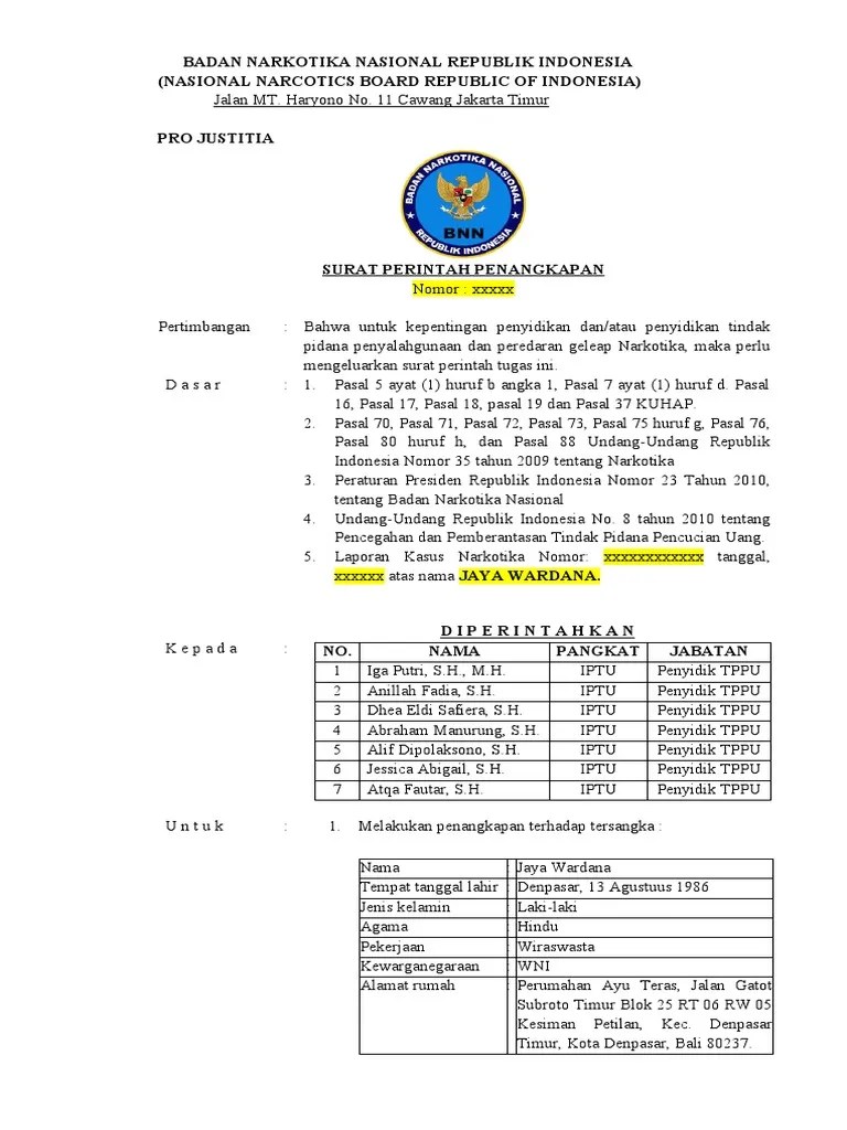 Surat Perintah Penangkapan | PDF