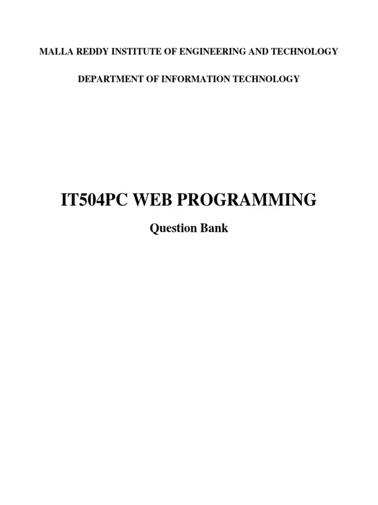 Web-Programming Notes MRIET | PDF | Html Element | Html