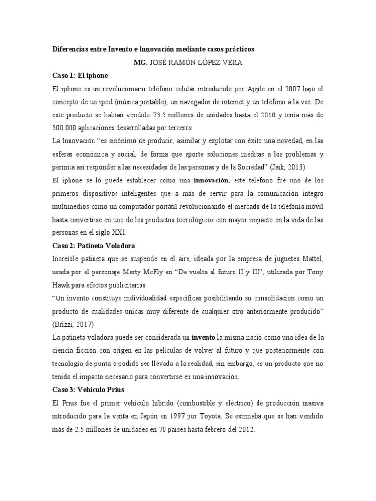 Diferencias Entre Invento E Innovación Mediante Casos Prácticos | PDF ...