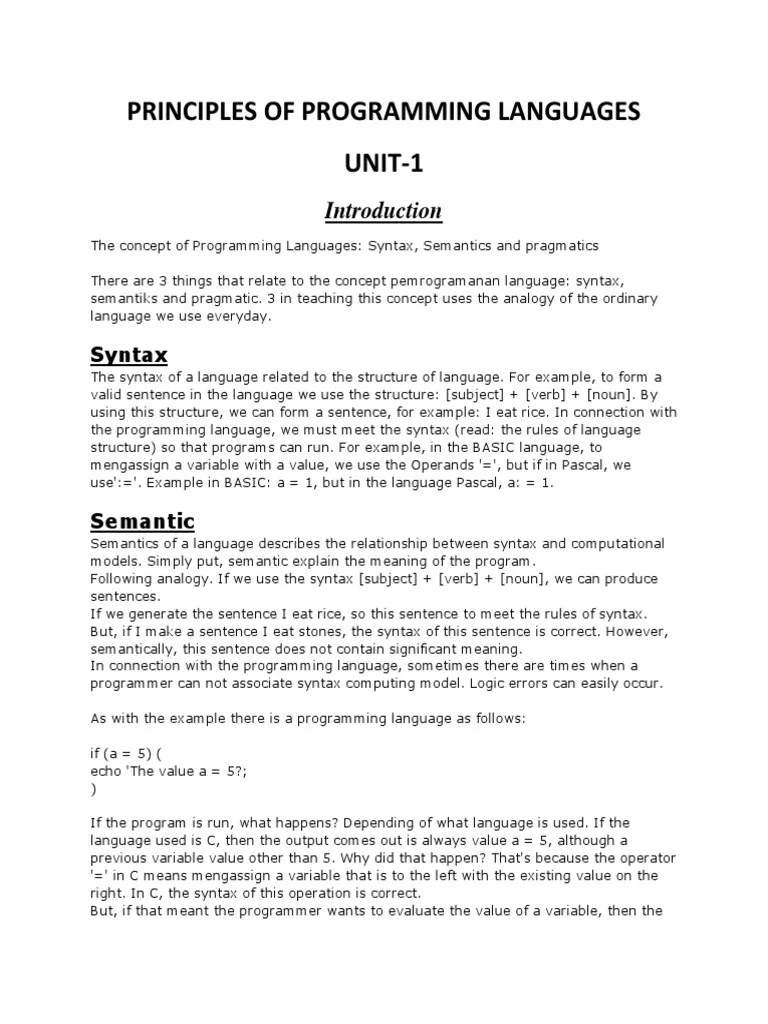 Principal Of Programming Short Notes | PDF | Variable (Computer Science ...