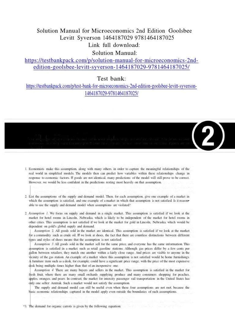 Microeconomics 2nd Edition Goolsbee Levitt Syverson Solution Manual ...