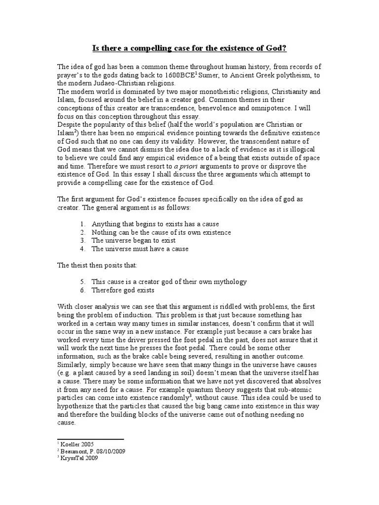 Is There A Compelling Case For The Existence Of God | Download Free PDF ...