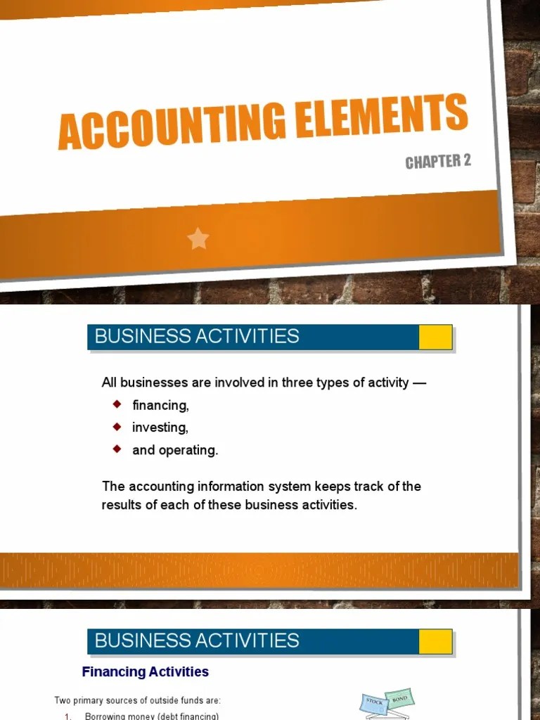 Chapter 2 Accounting Elements | PDF | Equity (Finance) | Debits And Credits