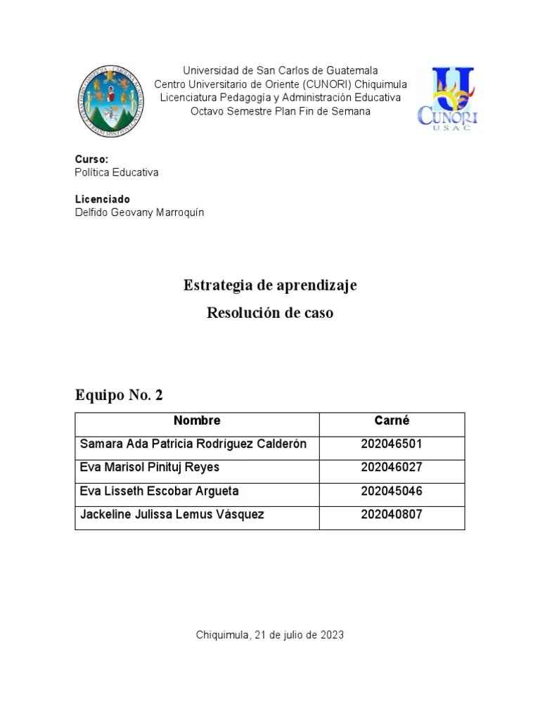 Caso No. 2 | PDF | Evaluación | Enseñando