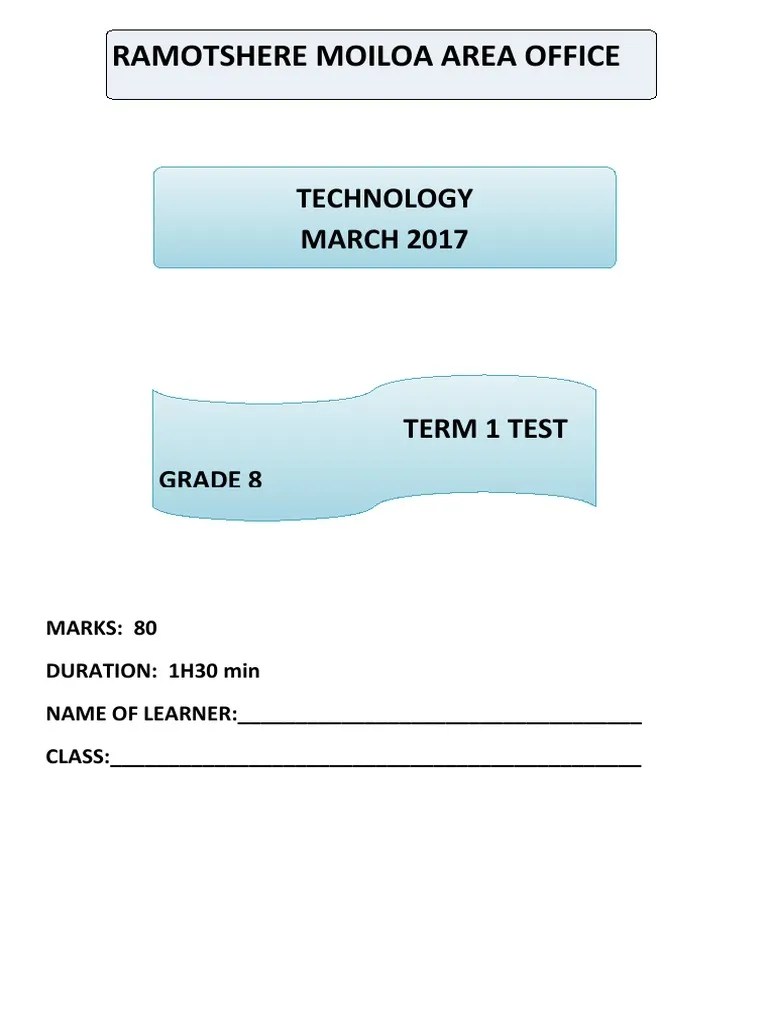 Technology Grade 8 2017 March Test 1 | PDF | Gear | Building Engineering