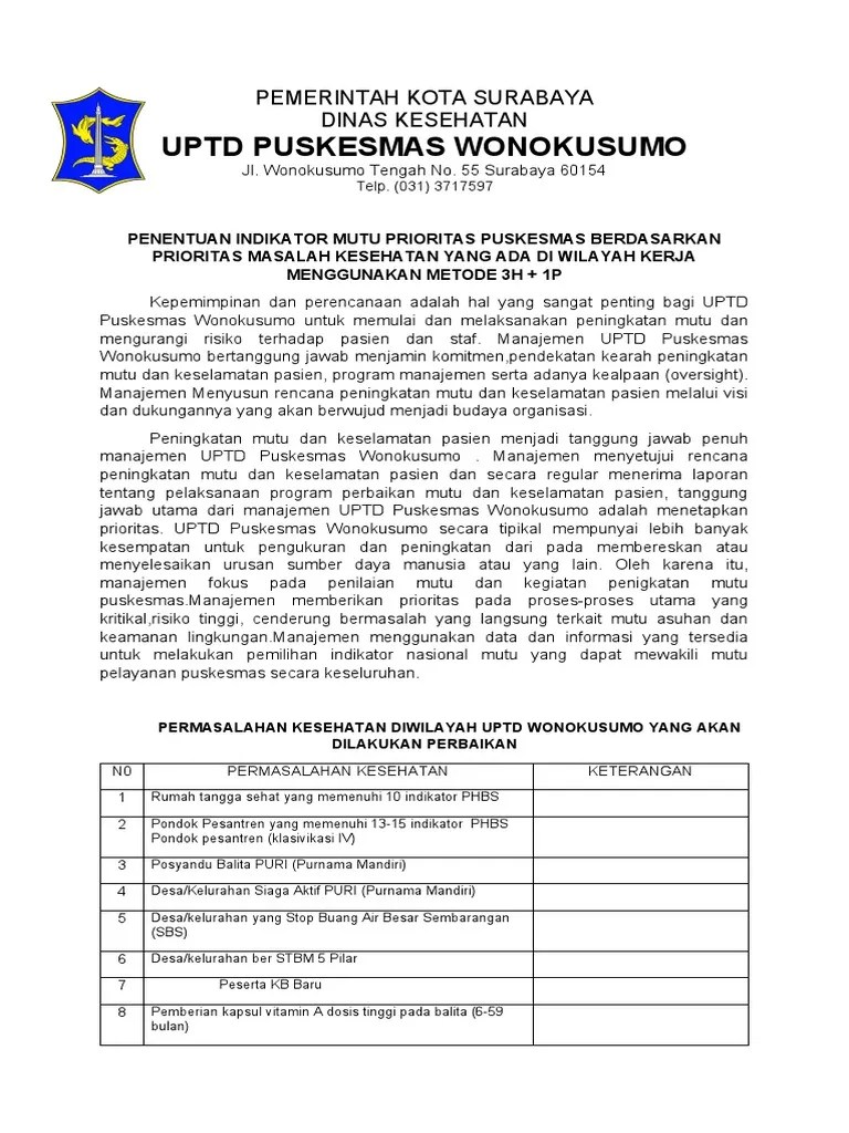 Uptd Puskesmas Wonokusumo: Pemerintah Kota Surabaya Dinas Kesehatan | PDF