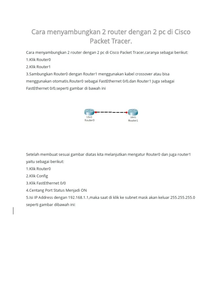 Cara Menyambungkan 2 Router Dengan 2 PC Di Cisco Packet Tracer 2 | PDF