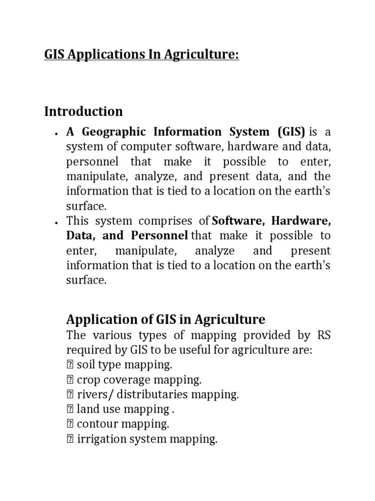 GIS Applications In Agriculture | PDF | Agriculture | Geographic Information System