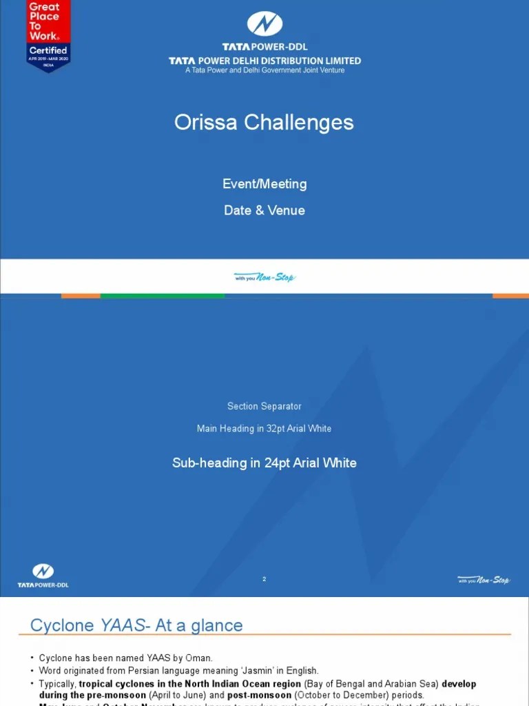 Tata Power-DDL Presentation Template Final Updated | PDF | Disasters | Tropical Cyclones