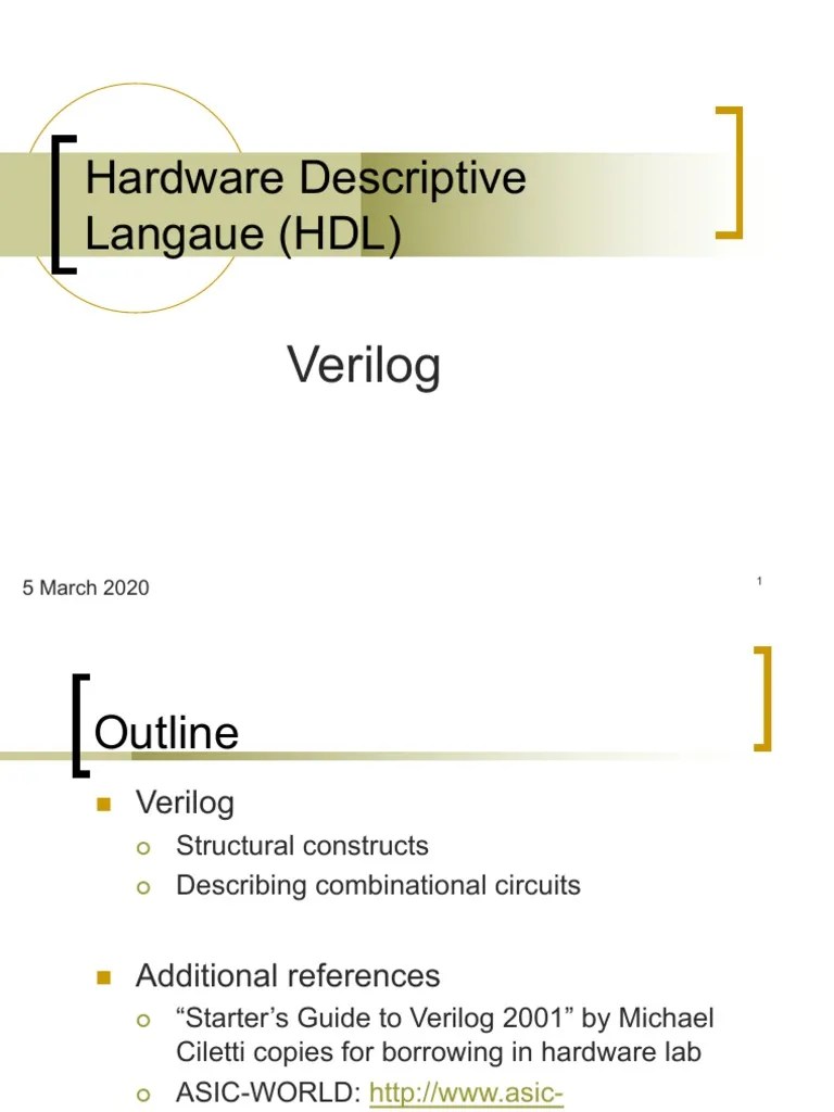 Verilog Intro | PDF | Hardware Description Language | Logic Synthesis