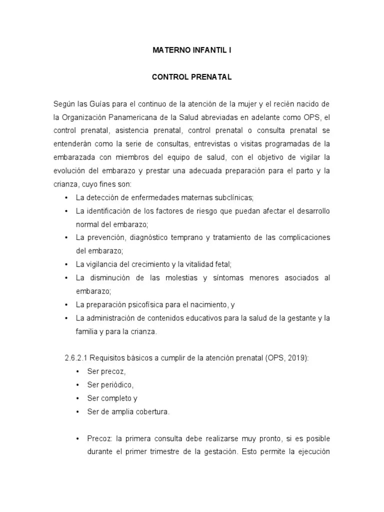 Materno Infantil I Control Prenatal | PDF | El Embarazo | Parto