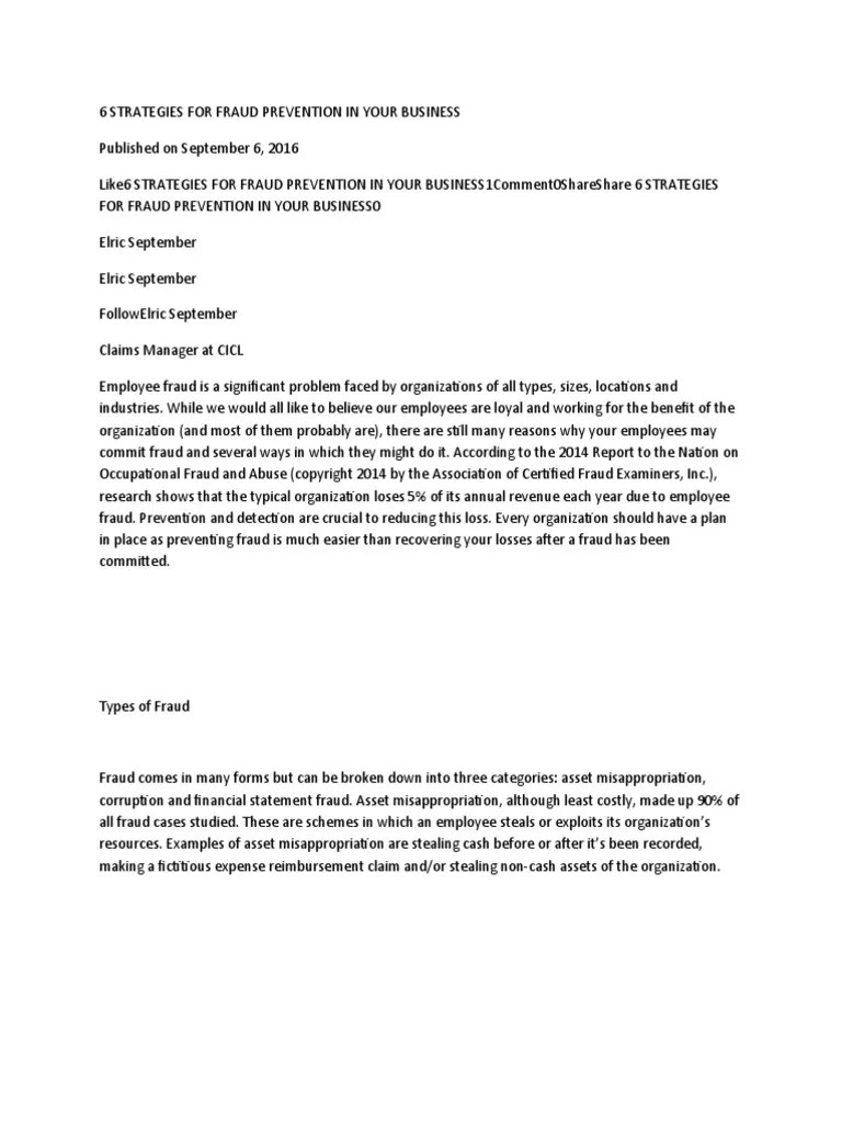 6 Strategies For Fraud Prevention In Your Business | Download Free PDF ...