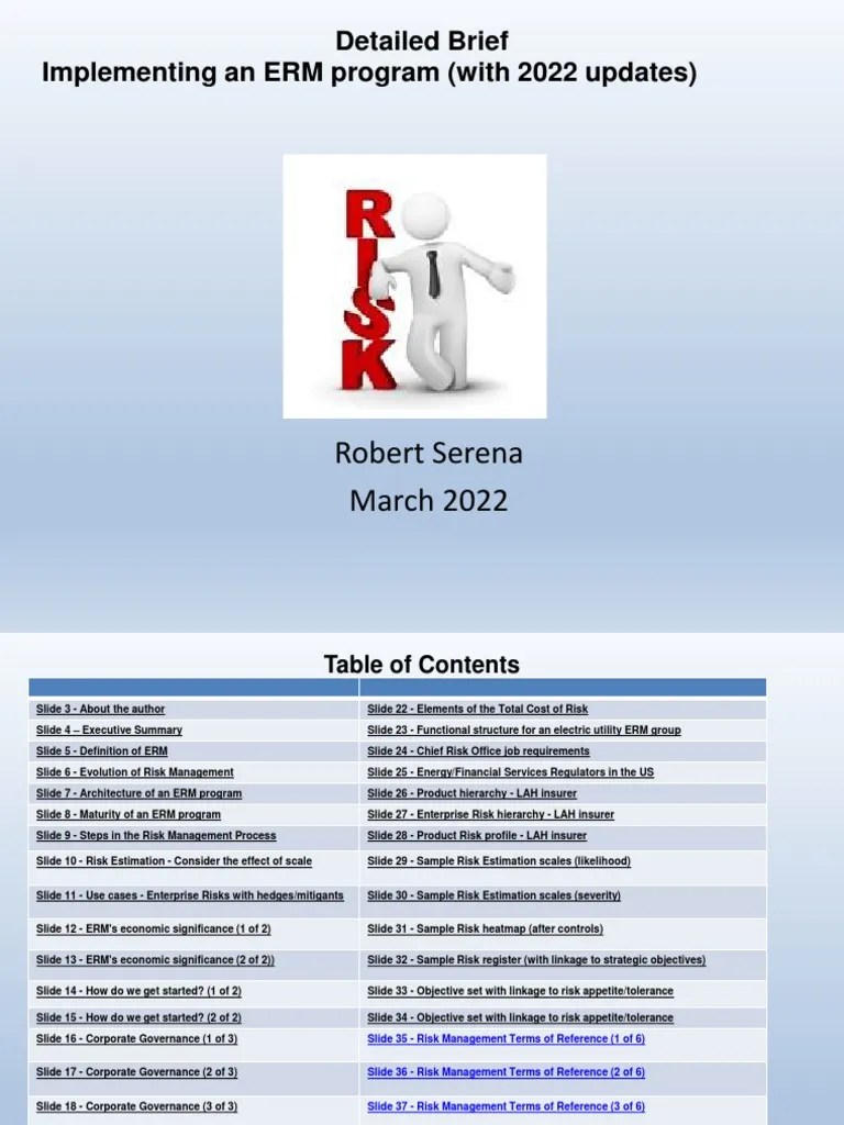 Implementing An Enterprise Risk Management Program (2022 Updates) | PDF ...