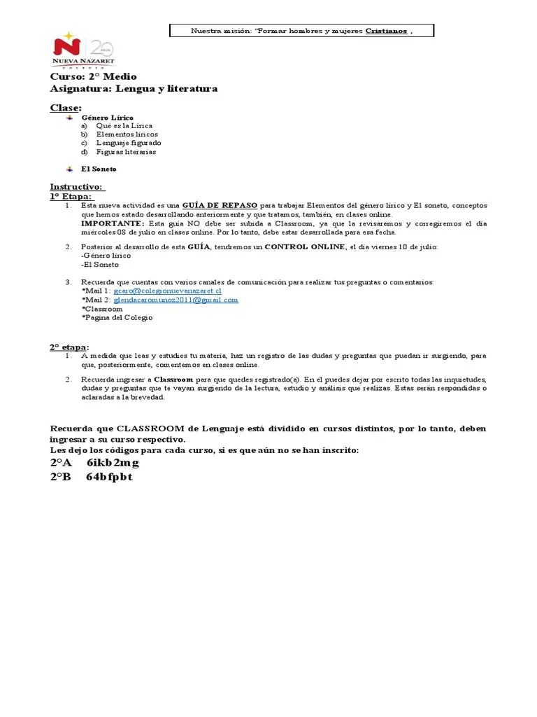 2° Medio Lenguaje Guía 6 | PDF | Poesía | Recursos Poéticos