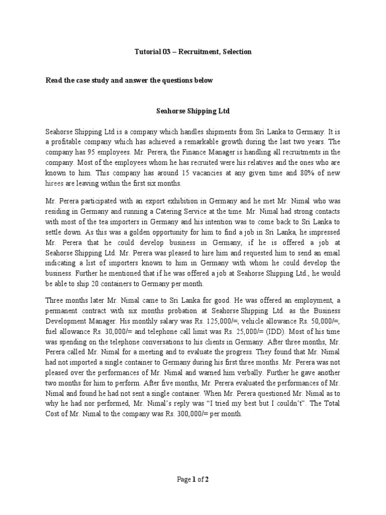 Tutorial 04 - Recruitment, Selection | PDF | Employment | Recruitment