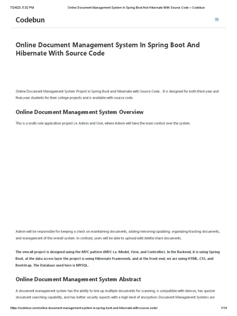 Online Document Management System In Spring Boot And Hibernate With ...