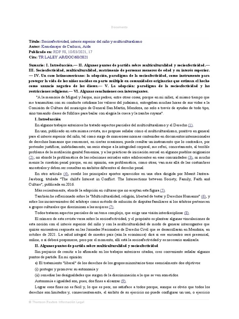 KEMELMAJER DE CARLUCCI, AIDA - Socioafectividad, Interes Superioir Del ...