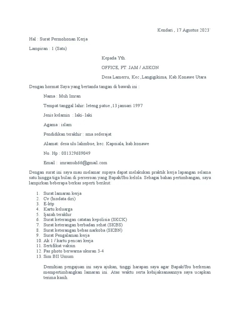 Surat Lamaran Kerja CV | PDF | Gaya Hidup