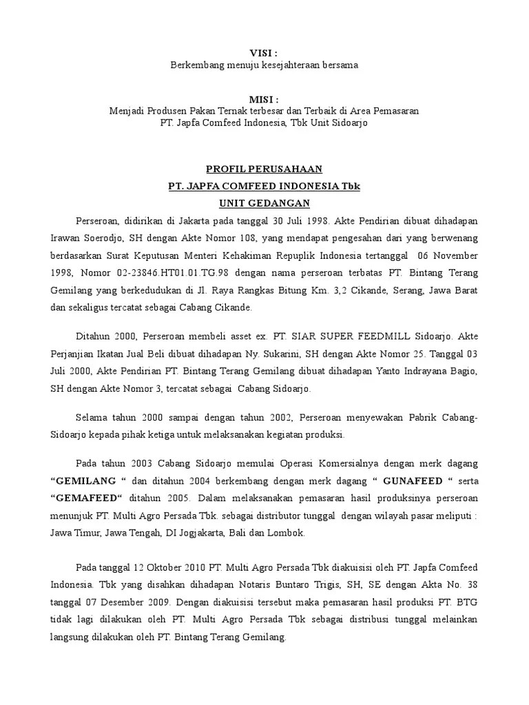 Visi Misi Dan Company Profil | PDF