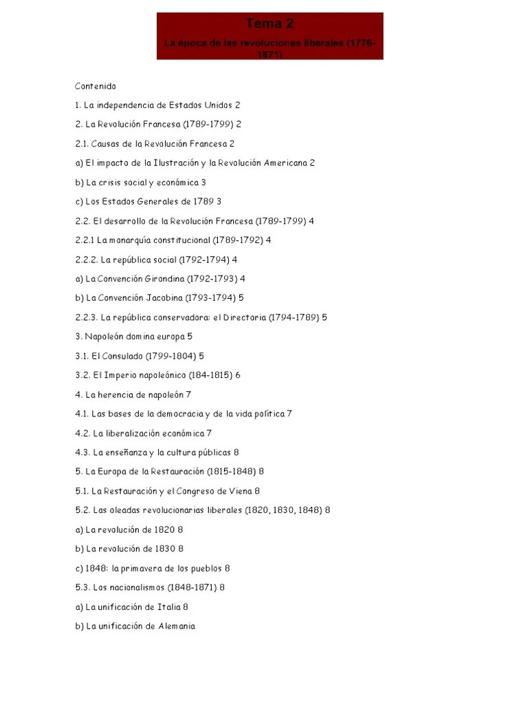 Historia Apuntes Clase Tema | PDF | Revolución Francesa | Primer Imperio Francés