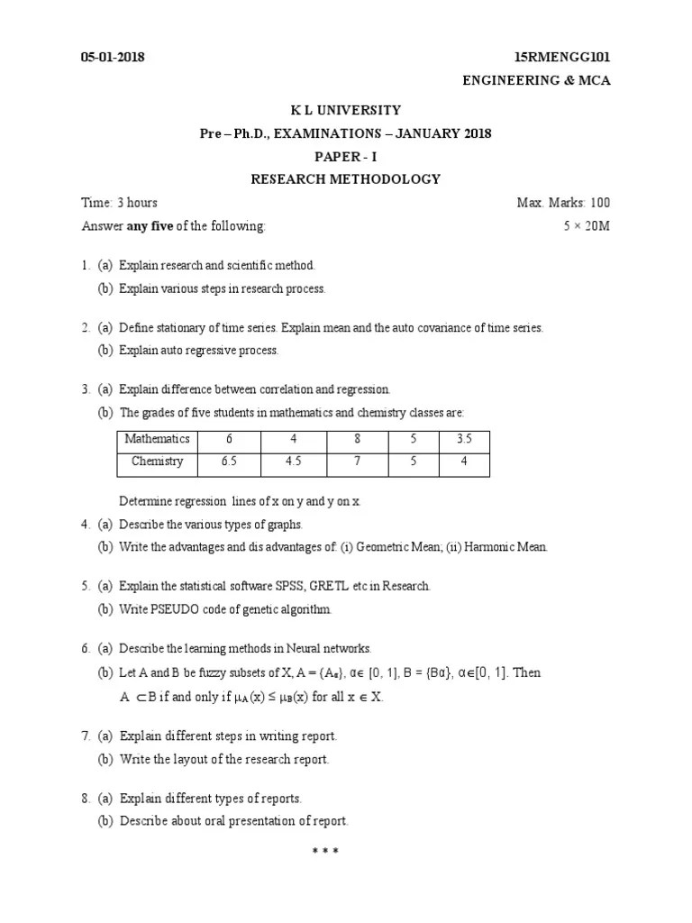 15rmengg101-Research Methodology - Engineering & Mca | PDF | Teaching ...