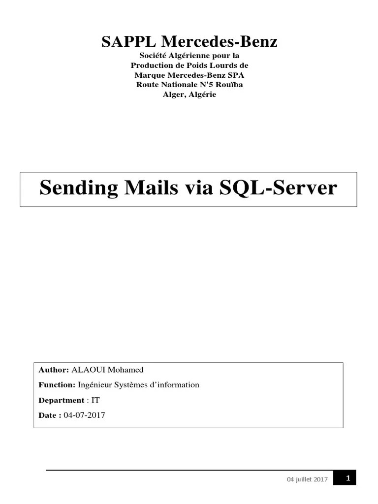 Sending Mails Via SQL-Server | PDF | Microsoft Sql Server | Data ...