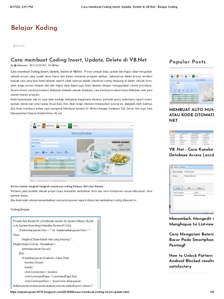 Cara Membuat Coding Insert, Update, Delete Di VB - Net - Belajar Koding ...