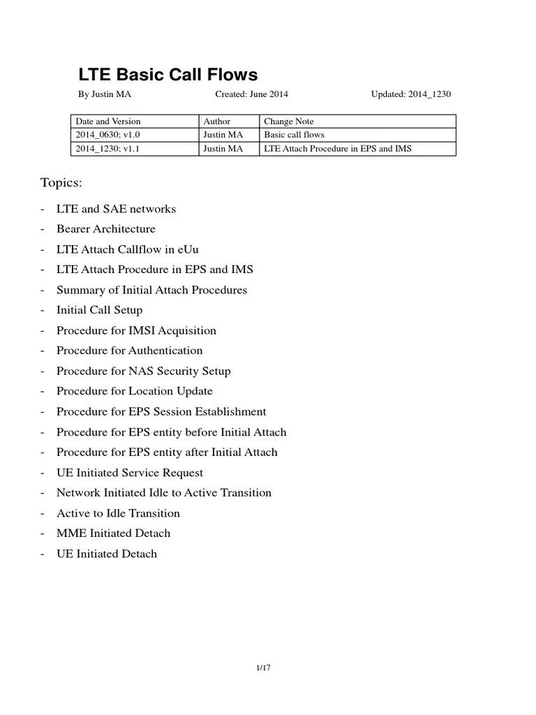 UMTS LTE EPC Basic Call Flows | PDF | Internet Architecture | Radio Resource Management
