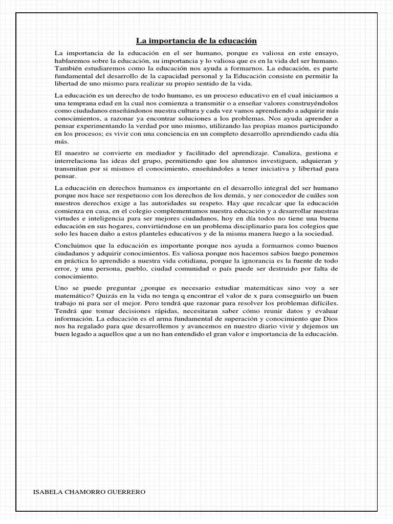 La Importancia De La Educación | PDF
