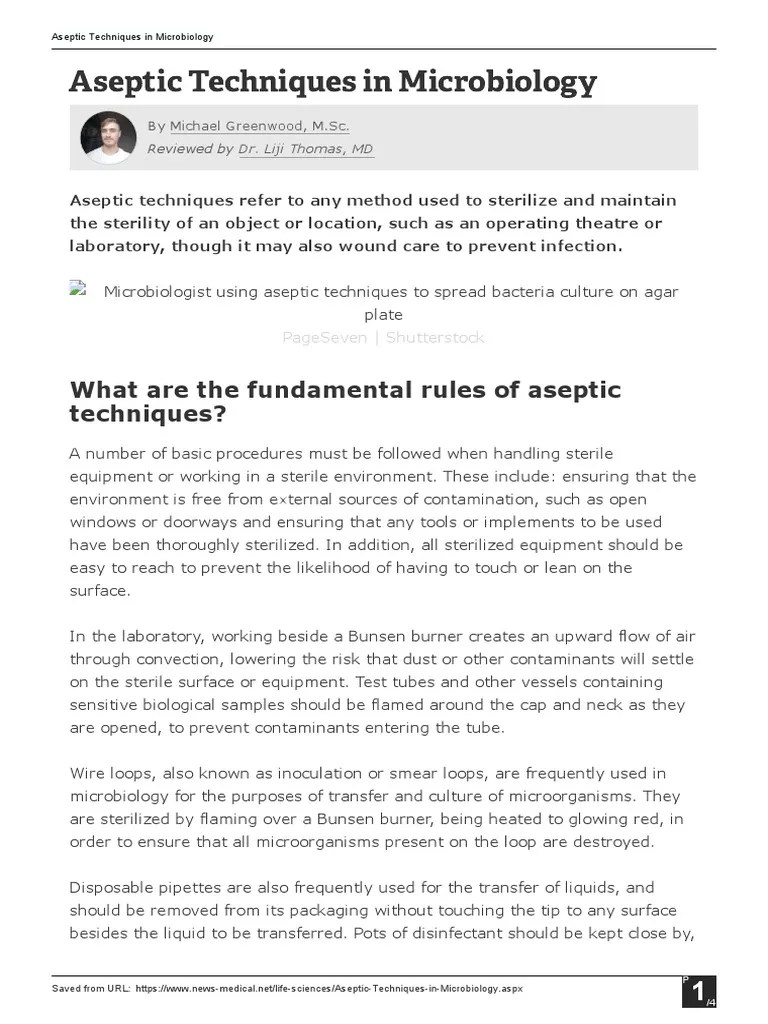 Aseptic Techniques In Microbiology | PDF | Sterilization (Microbiology)