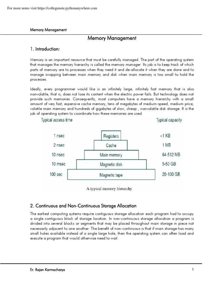Unit 3 Memory Management | PDF