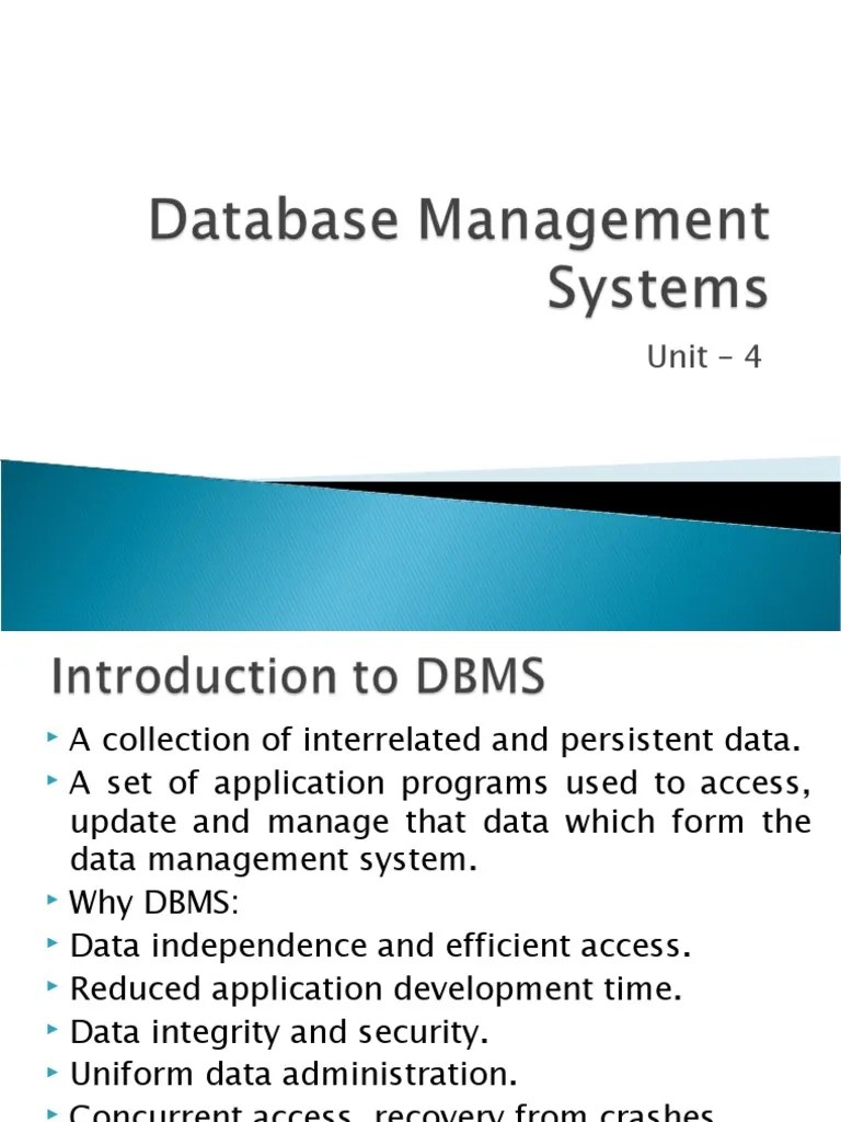 Unit-4 Database Management Systems | PDF | Databases | Relational Database