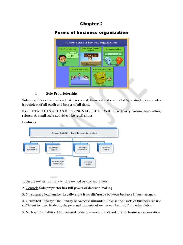 Chapter 2 Forms Of Business Organisation Notes | PDF | Partnership ...