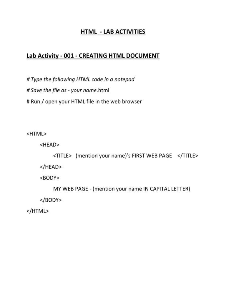 HTML - Lab Activities | PDF | Html | Software Development