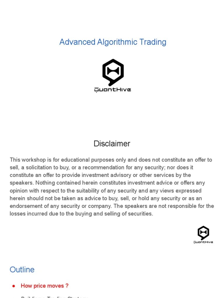 Advanced Algorithmic Trading | PDF