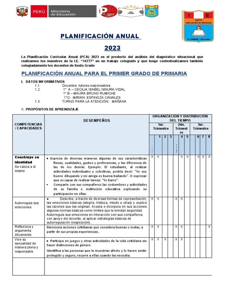Maura Planificación Anual Primer Grado | PDF