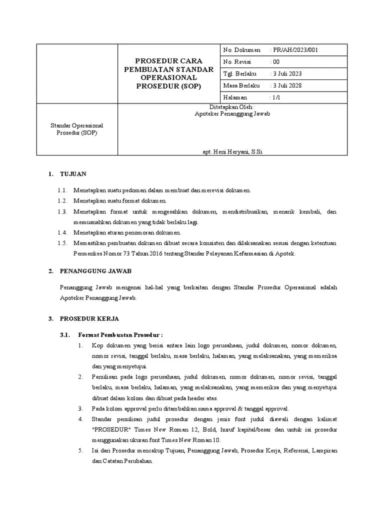 Cara Pembuatan Standar Operasional Prosedur | PDF