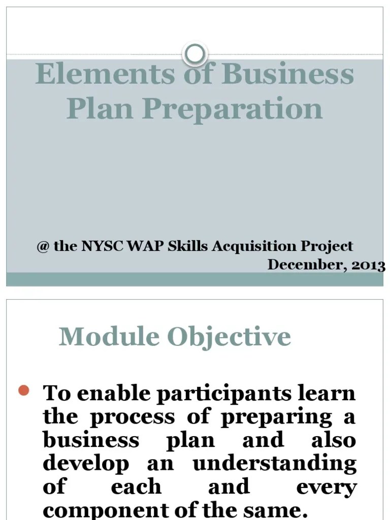 Elements Of Business Plan Preparation2 | PDF | Business Plan | Business